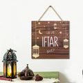 1PC Ramadan wooden wall decoration, "Is it IFTAR yet?" golden star crescent moon, Islamic style home wall decoration