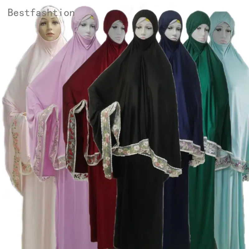 2PCS Women Muslim Islamic Hijab Blouse Skirts Sets Ramadan Prayer Khimar Abaya Robe Arab Burqa Middle East Vestidos