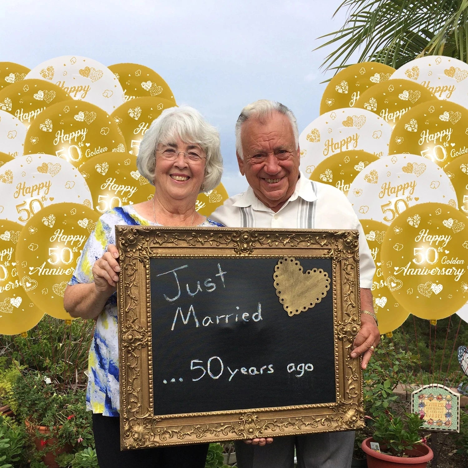 50th Anniversary Decorations 20pcs Happy 50th Golden Anniversary Gold White Latex Balloons for 50th Wedding Anniversary Supplies