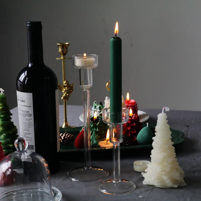 Glass Candle Holders Set Tealight Candle Holder Home Decor Wedding Table Centerpieces Crystal Holder Dinner table setting