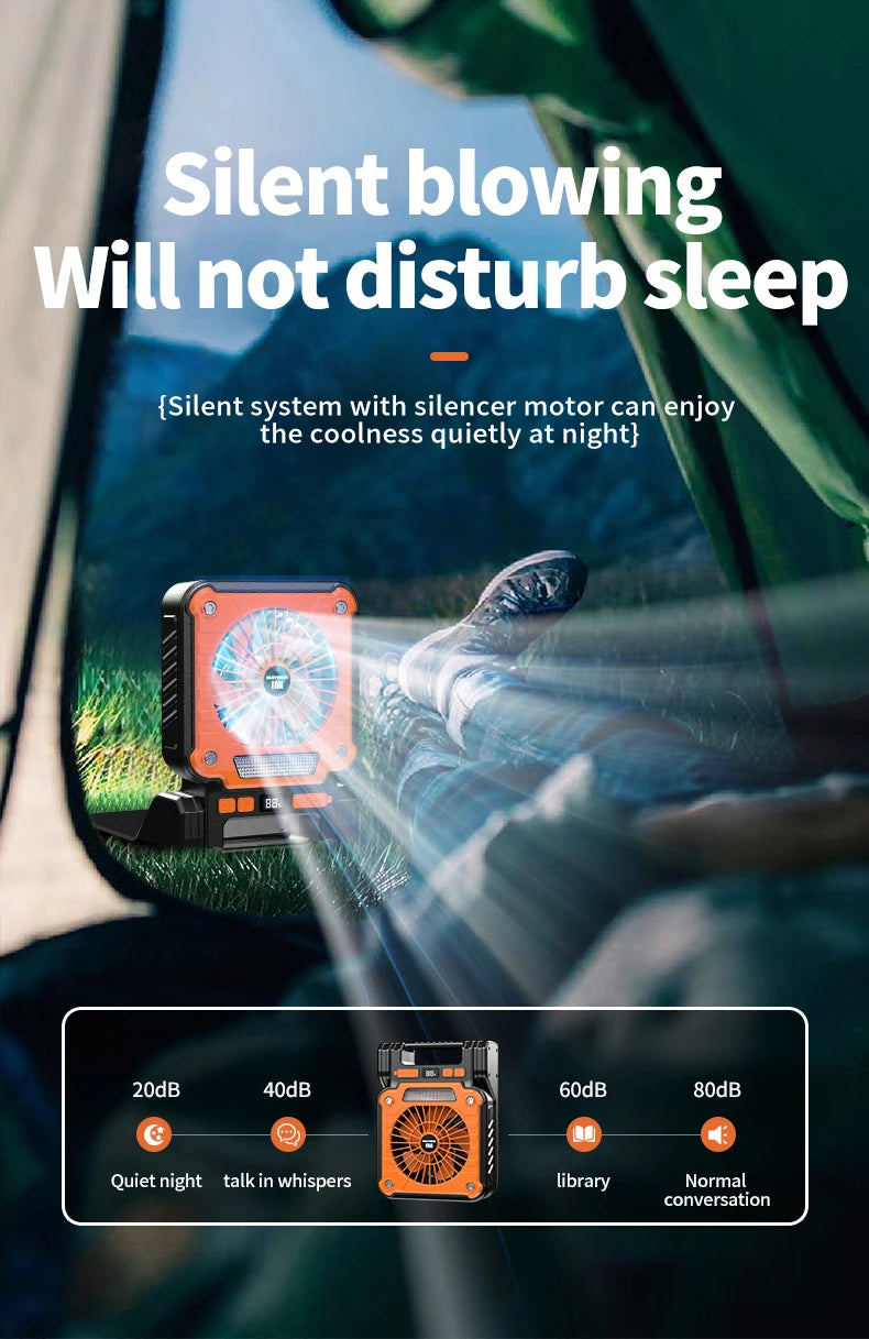 Outdoor Solar Fan Light 8 Hours Battery Foldable Tent Lantern Portable Multifunctional Camping Light Cross Border New