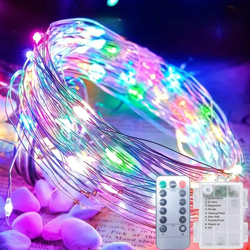 50-300LED Fairy Light Battery Operated, with Remote ，8mode Waterproof Christmas Decorative Light String Birthday, Party, Holiday