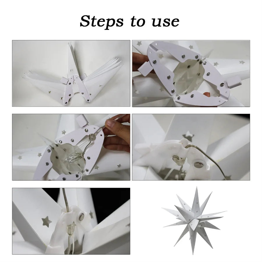 35/45/58CM Christmas Moravian Star Light Moravian Tree Top 3D LED Hanging Star Lantern Fairy Light For Holiday Wedding Decor