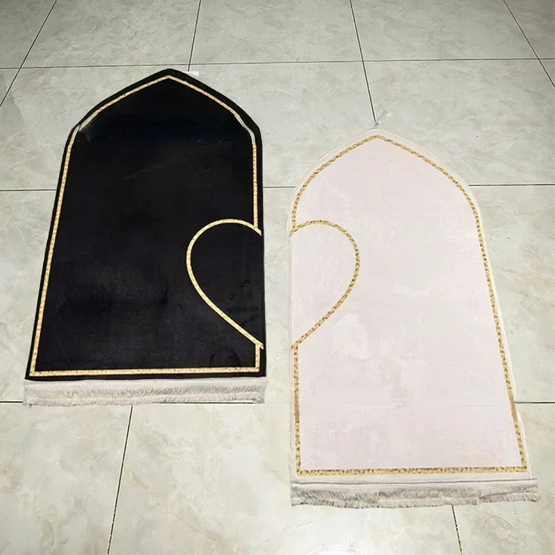 Couple Set Prayer Mat Thick Printed Flannel Adult Worship Mats Prayer Carpets for Living Room Rugs Alfombras Para Sala