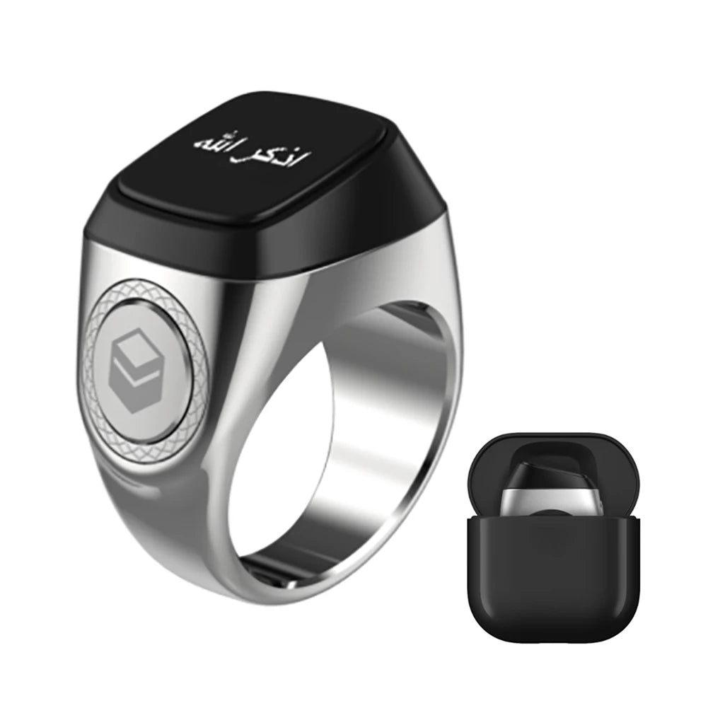 20mm Ring Tasbih Counter with Charging Box Counter Smart Ring Bluetooth-compatible 5.1 Vibration Reminder Zinc Alloy for Muslims