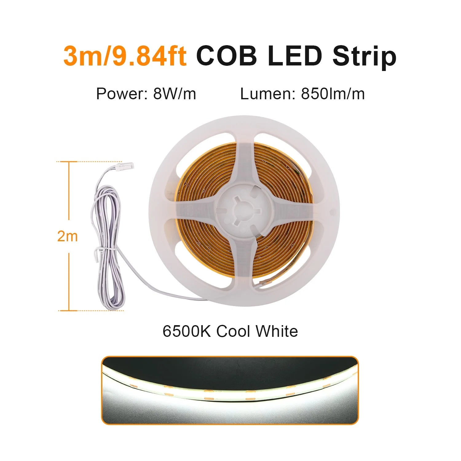 Under Cabinet COB LED Strip Light Collection Display Closet Bookcase Wardrobe Lamp Tape Penetrable Wood Dimmable Touch Sensor