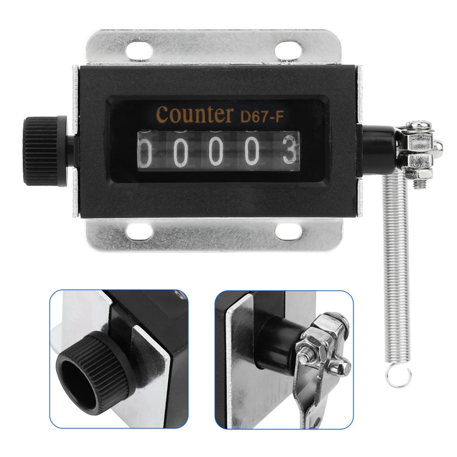 D67F 5 Digit Mechanical Resettable Manual Hand Pull Stroke Tally Counter, Mechanical Click Counter, Battery Included