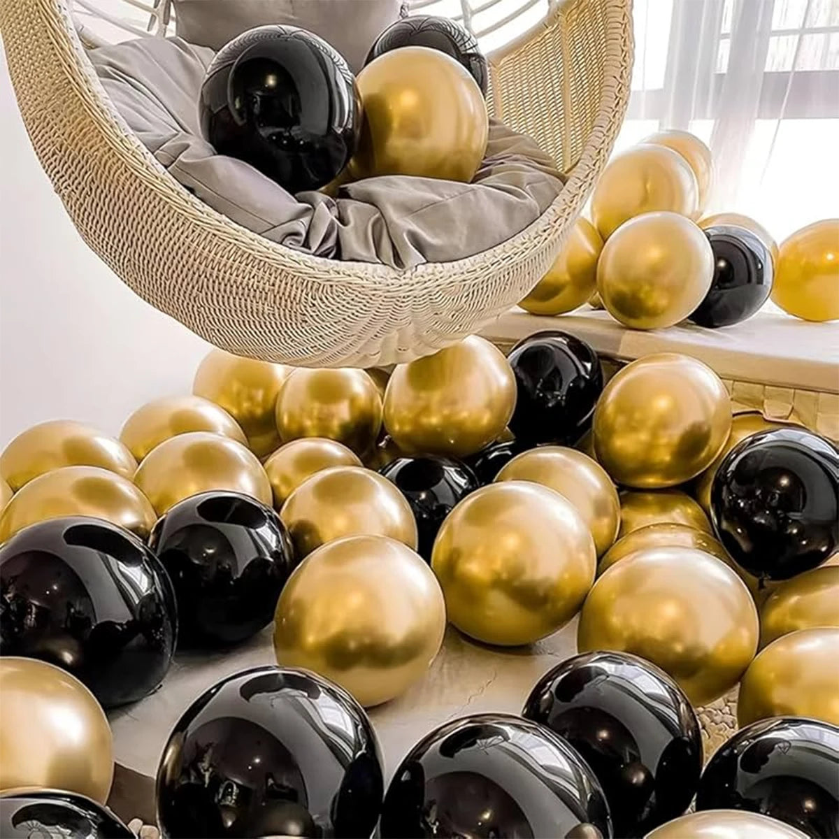 70pcs Black and Gold Ramadan Party Balloon Set, Ramadan Decorations, Eid Decorations, Eid Mubarak Party Supplies