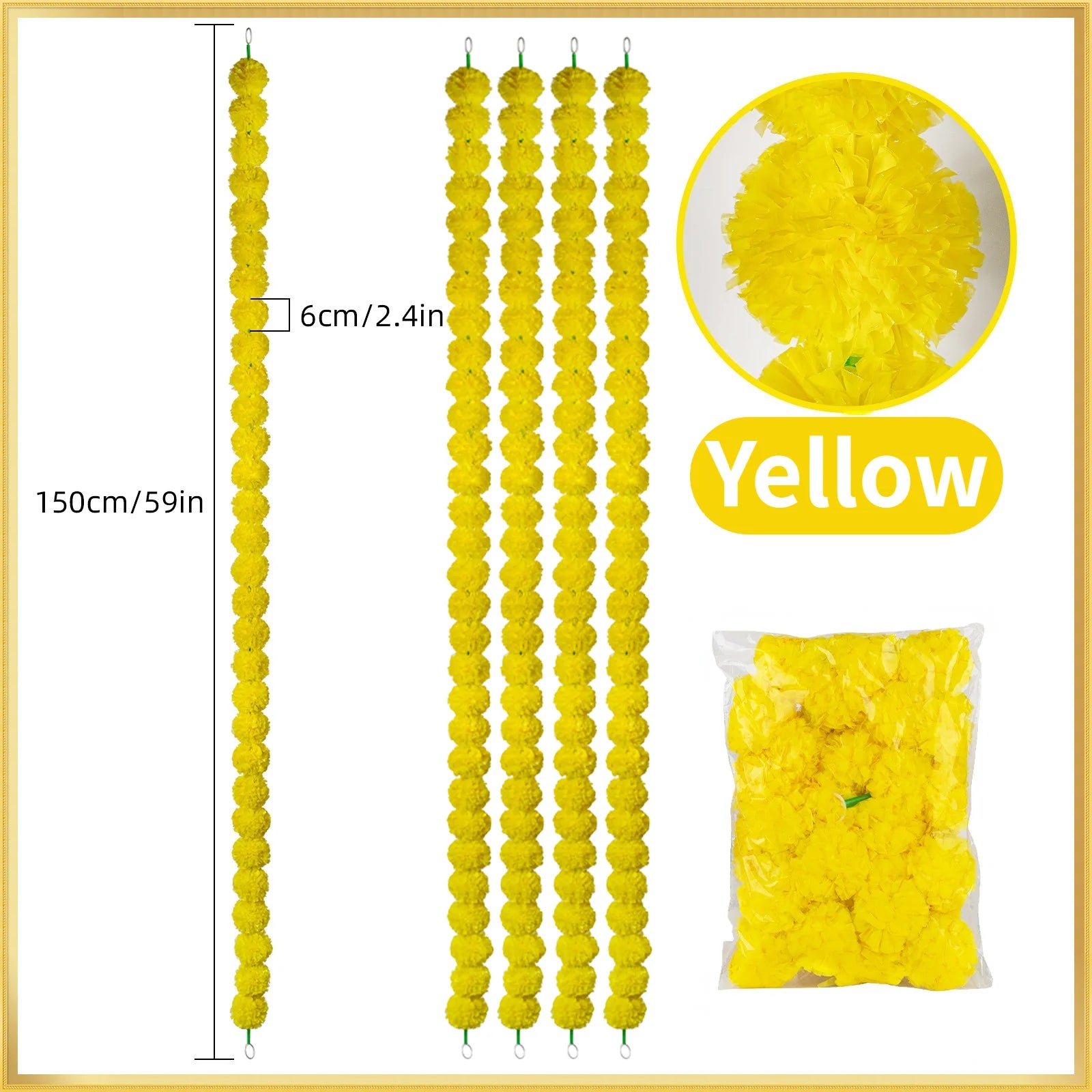 5-50 PCS Marigold Garland Wedding Marigold Flower Garlands for Prayer Fest Calendula Garland Indian Decor Garlands Wedding