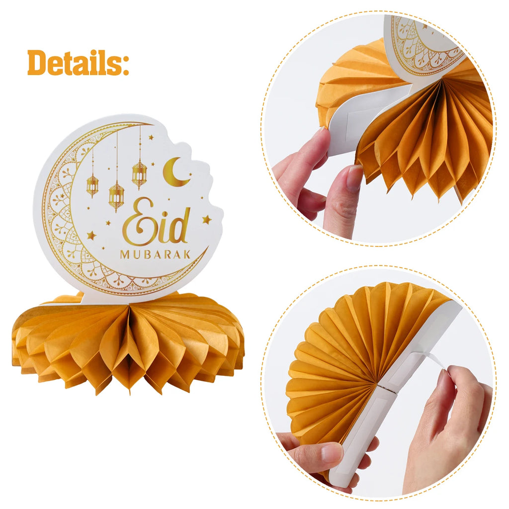 Eid Mubarak Honeycomb Desktop Decor Ramadan Decor 2025 Paper Eid Ornaments Ramadan Kareem Islamic Muslim Party Eid Al Adha Gifts
