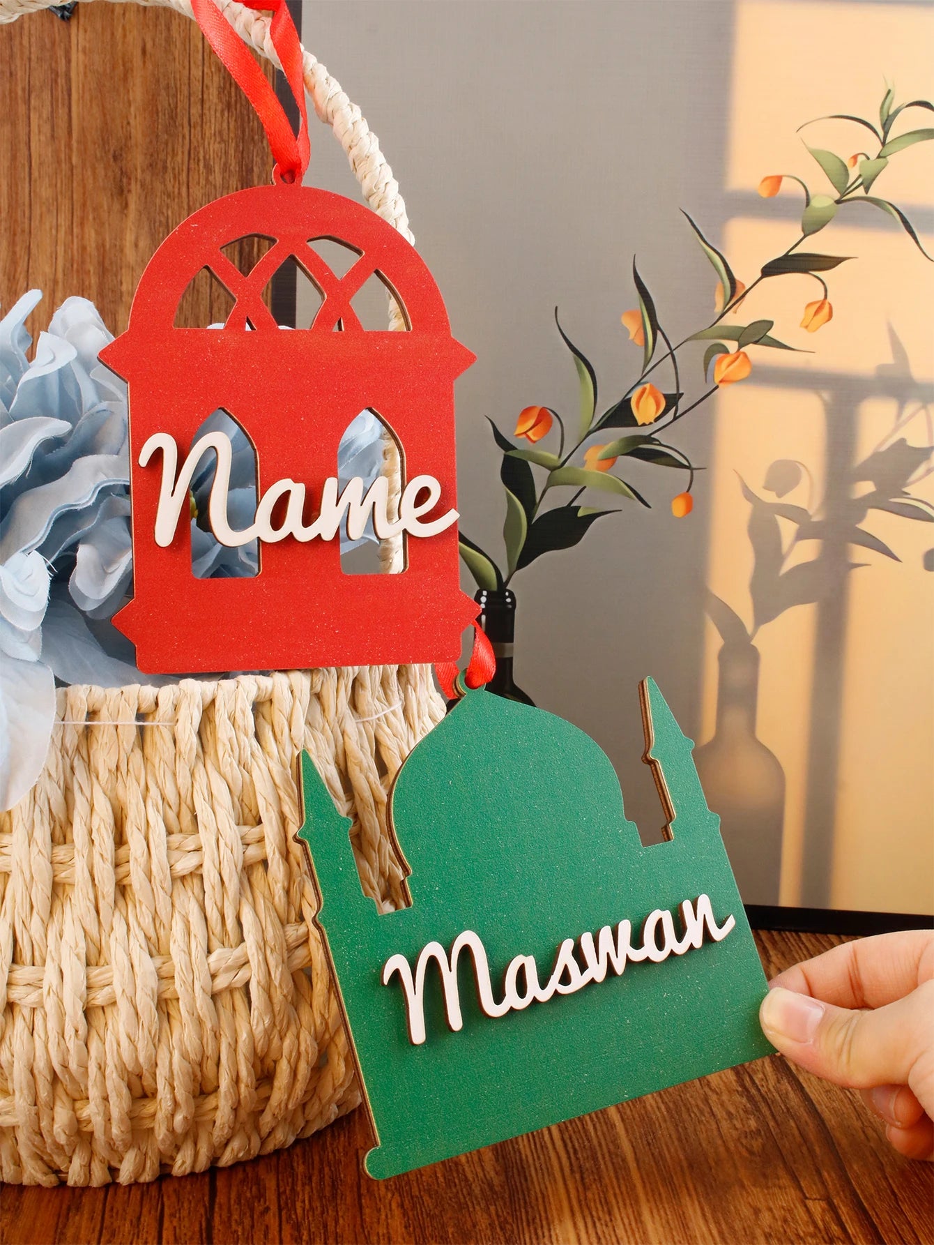 Ramadan Hanging Decor Gift, Eid Mubarak Home Decoration, Mosque Star Lantern Ornament, Custom Name Hanging Sign,
