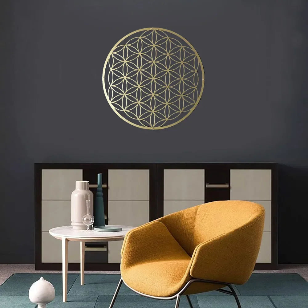 Ramadan&Eid Special Flower of Life Metal Wall Art for Bedroom and Living Room Decor,Lotus Design as Accent Piece Above Couch