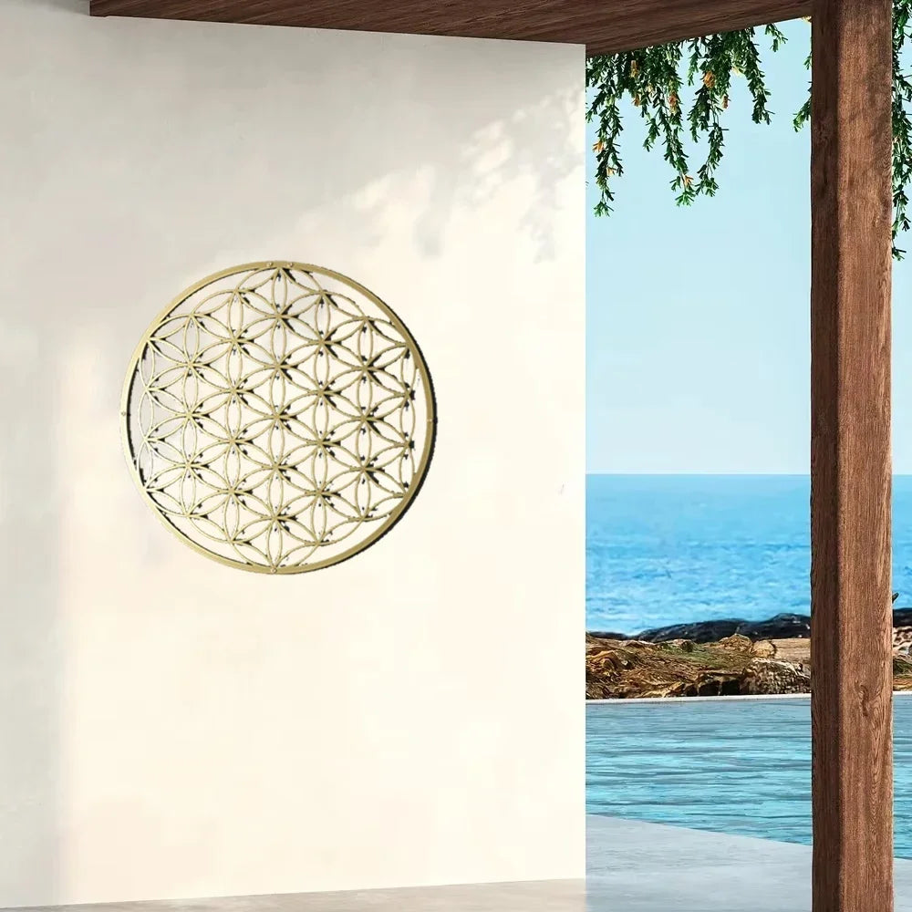 Ramadan&Eid Special Flower of Life Metal Wall Art for Bedroom and Living Room Decor,Lotus Design as Accent Piece Above Couch