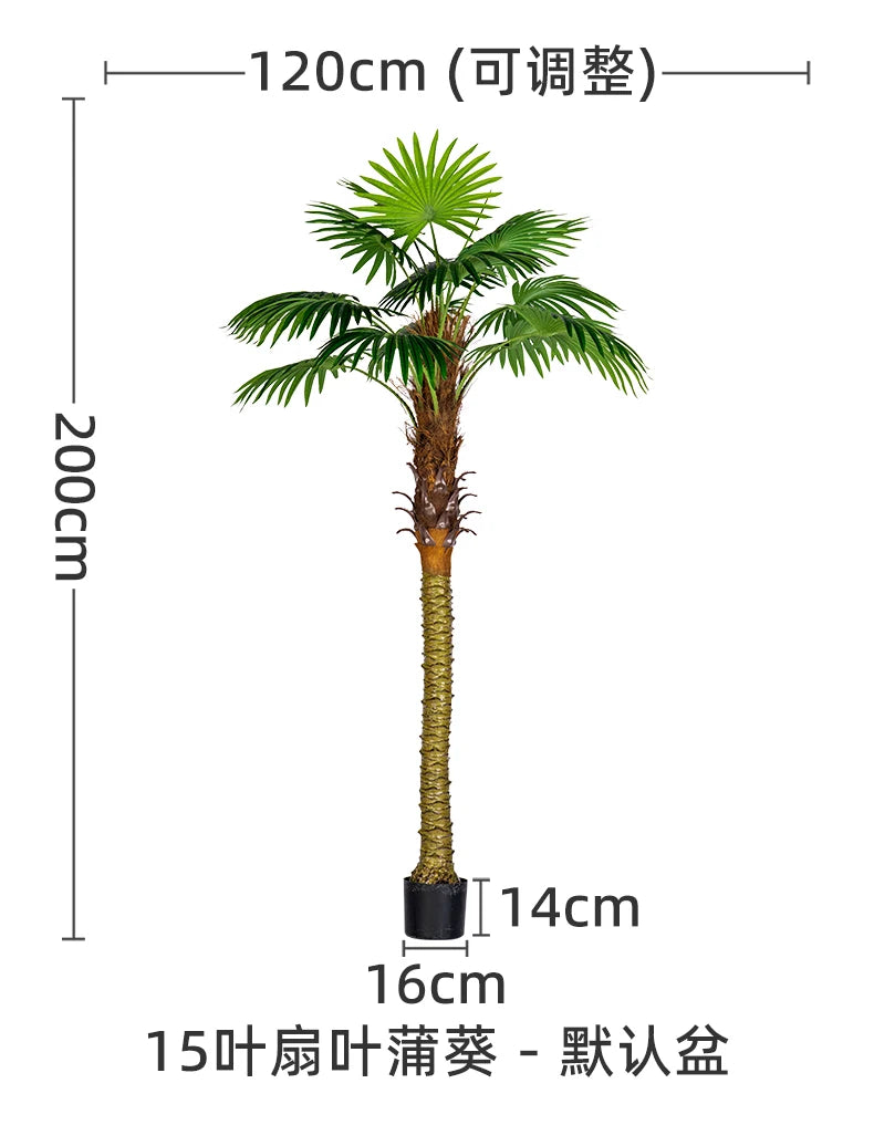 Large Simulation Palm Tree Loose Tail Sunflower Tropical Green Plant False Tree Indoor and Outdoor Decoration Landscape