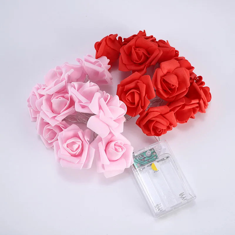 20LEDs Artificial Rose Flower String Light Valentine's Day Decor Wedding Party Garland Fairy Lamp Room Decoration Ramadan 2026