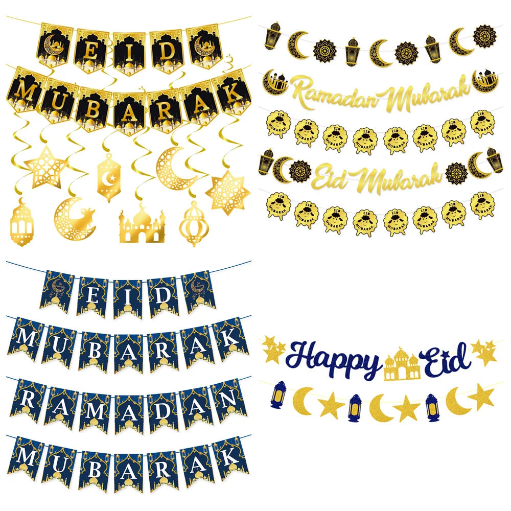 2024 Eid Mubarak Decor Banner Ramadan Mubarak Banner Kareem Ramadan Decoration for Home Islamic Muslim Party Decor Eid Al Adha