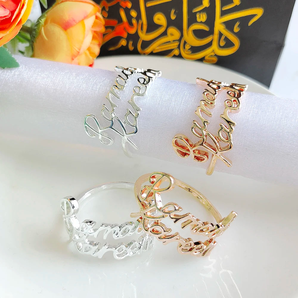 1/6Pcs Ramadan Napkin Rings Gold Bismillah Napkin Holder Ramadan Kareem Eid Mubarak Party Table Supplies Ramadan Decoration 2026