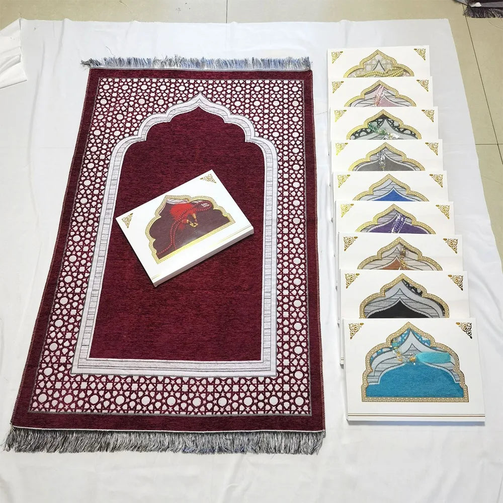 Printed Floor Mat 70x110cm Muslim Prayer Rug Non-slip Foldable Islamic Prayer Mat Rectangle Ethnic Style Janamaz Sajadah Eid
