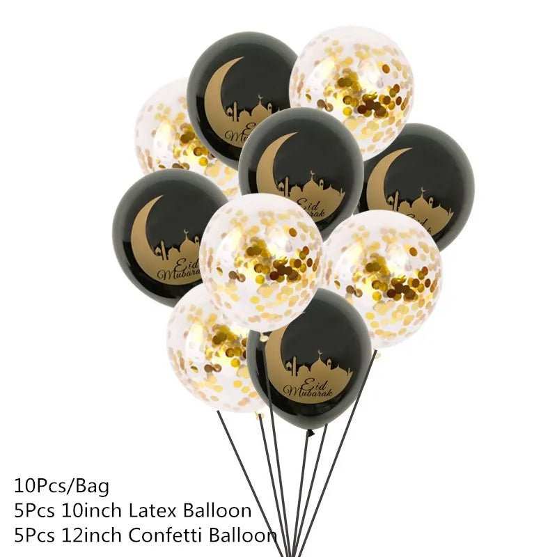 10Pcs Eid Umrah Mubarak Latex Balloon Ramadan Kareem Festival Muslim Islamic Ramadan Party Eid Al-Firt Home Decoration Supplies