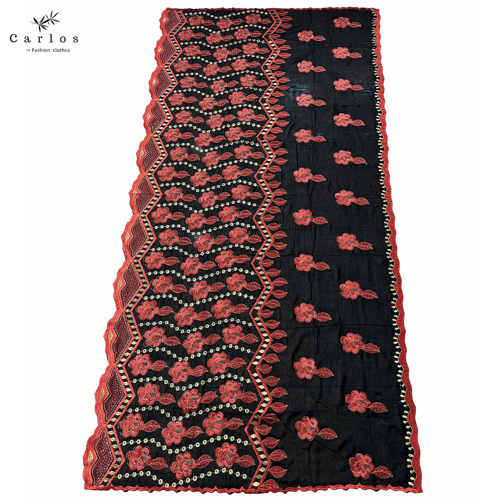 2026 New Dubai Scarf For Muslim Women African 100% Cotton Hijab Islam Hijab Pashmina Turban Headscarf Embroidery Shawls