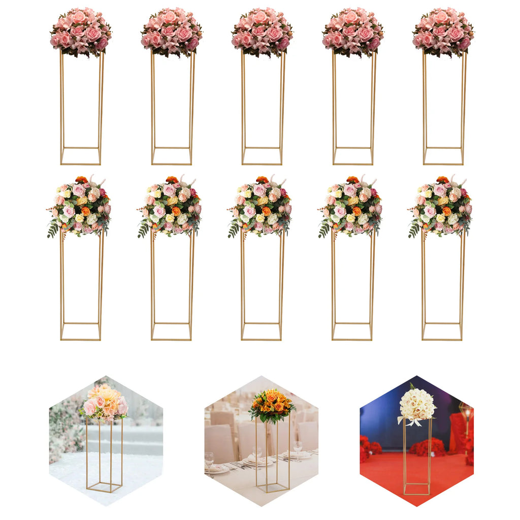 10PCS Metal Flower Stand Geometric Flower Vase Stand Road Lead Rack for Table Centerpieces Party Elegant Floral Arrangement