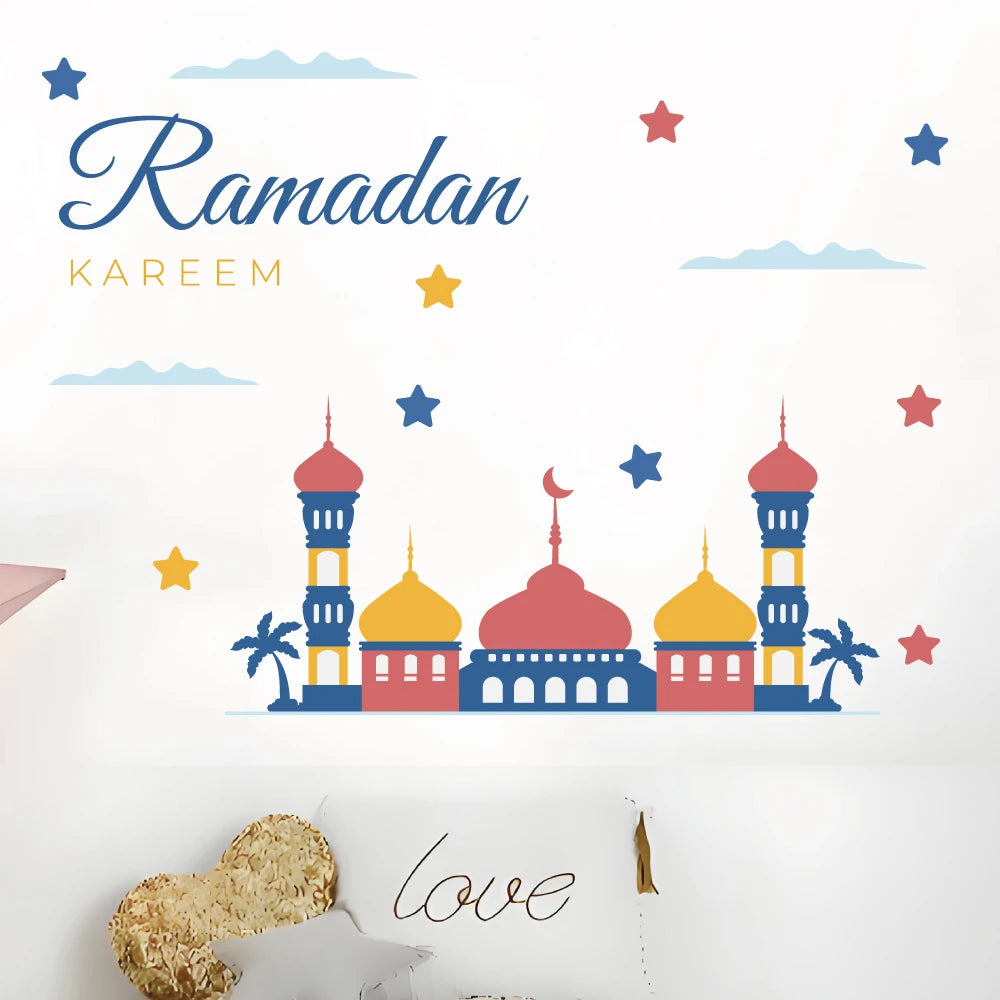 living room home decoration ramadan building wall sticker adhesive islamic arabic wall mural