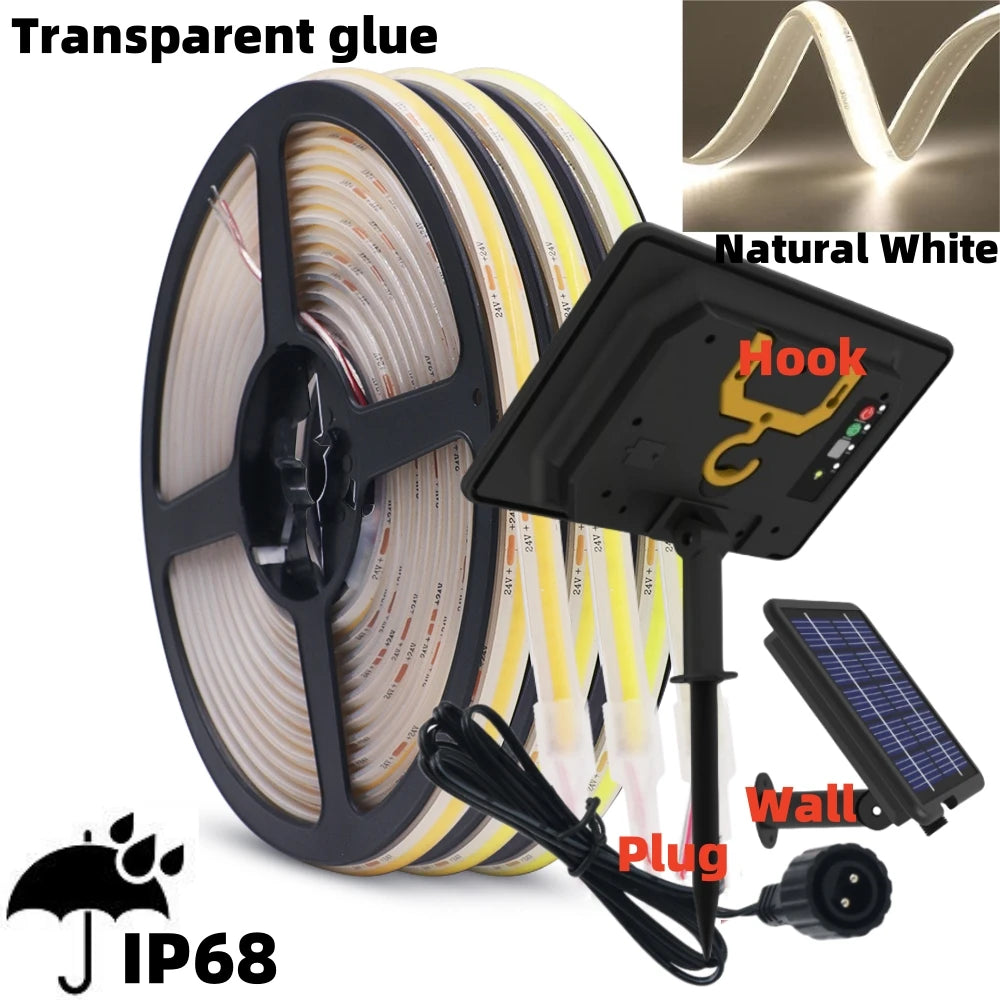 DC 24V COB Solar Neon Light Strips 320LEDs 480LEDs High Density Linear Lighting IP67 IP68 Waterproof Outdoor Warm Natural White