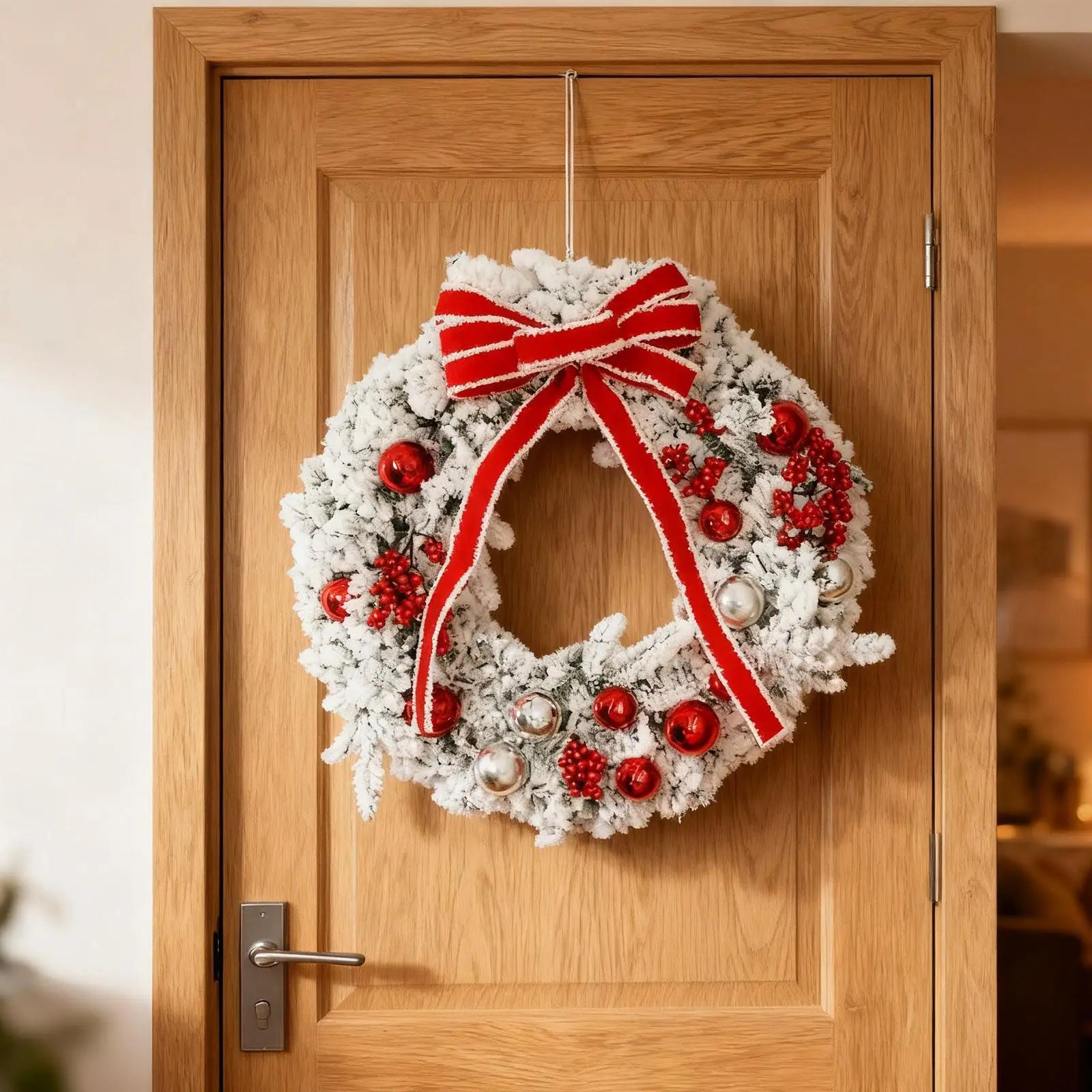 Christmas Door Wreath Xmas Decor Collection Ball Ornaments Backdrop Farmhouse for Window Indoor Outdoor Lawn Garden Home