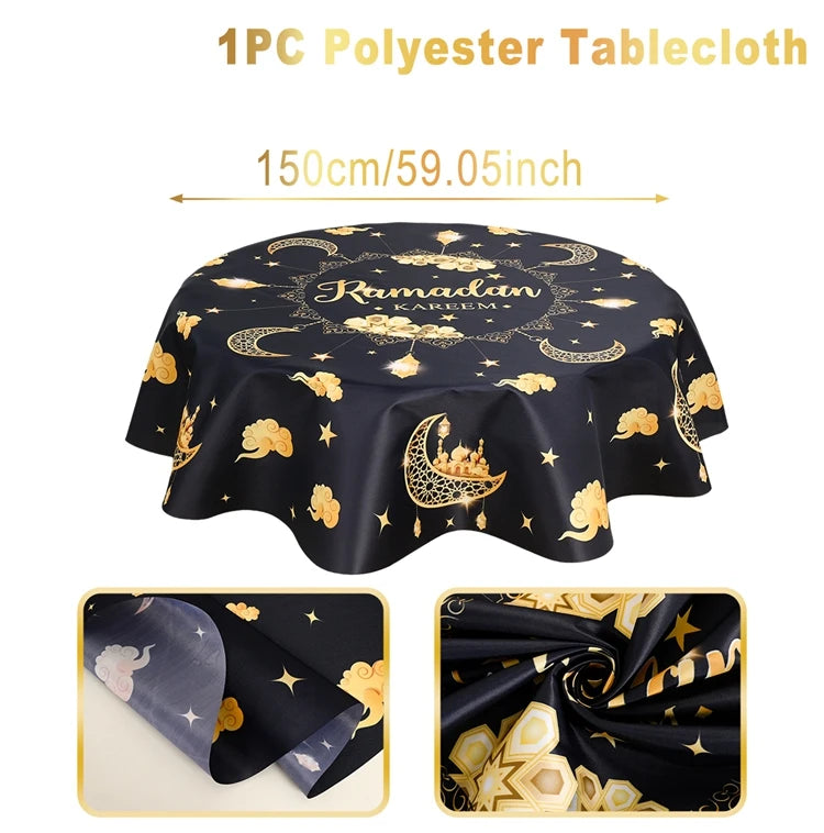 Eid Mubarak Tablecloths Ramadan Decoration 2025 for Home Islamic Muslim Party Decor Ramadan Kareem Tableware Eid Al Adha Gifts