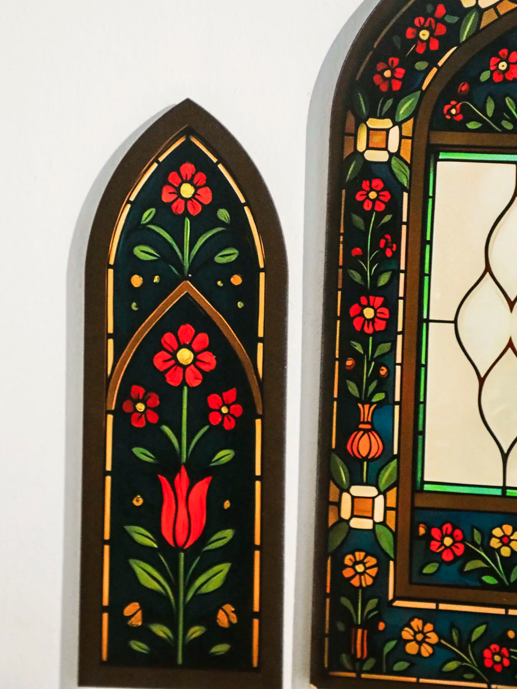 3pcs Islamic Arch Window Style Wall Hanging Floral Pattern Decor Wall Stickers for Ramadan & Eid Home Decor Muslim Festival Gift
