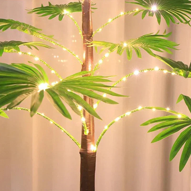 55CM Creative LED Table Lamp Palm Tree USB Artificial Plant Decor Desk Lights Home Bedroom Bedsides Night Lamp Decoration Lamp