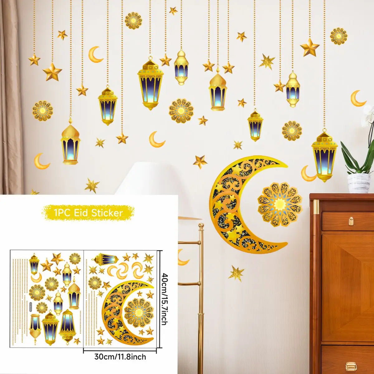 Eid Mubarak Window Stickers Ramadan Decorations for Home Islamic Muslim Party Decor Eid Al Adha Diy Wall Stickers Ramadan Kareem
