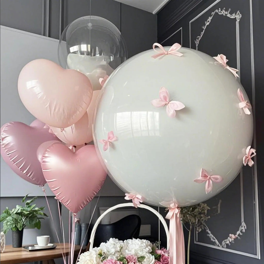 20Pcs Heart Balloons 18inch Cream Pink Love Heart Shaped Balloon Girls Birthday Party Bridal Wedding Valentine's Day Decorations