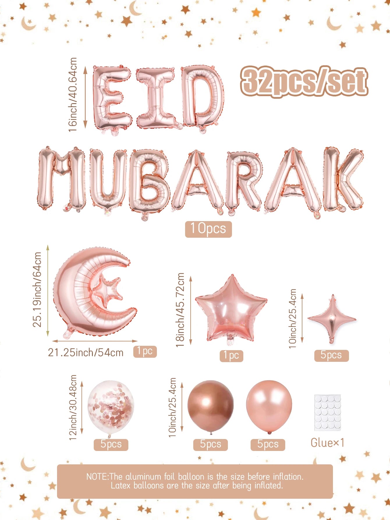 32pcs Eid al-Fitr Moon and Star Set,Ramadan Mubarak Ramadan,Family Eid,Ramadan Festival Themed Party,Eid Celebrations