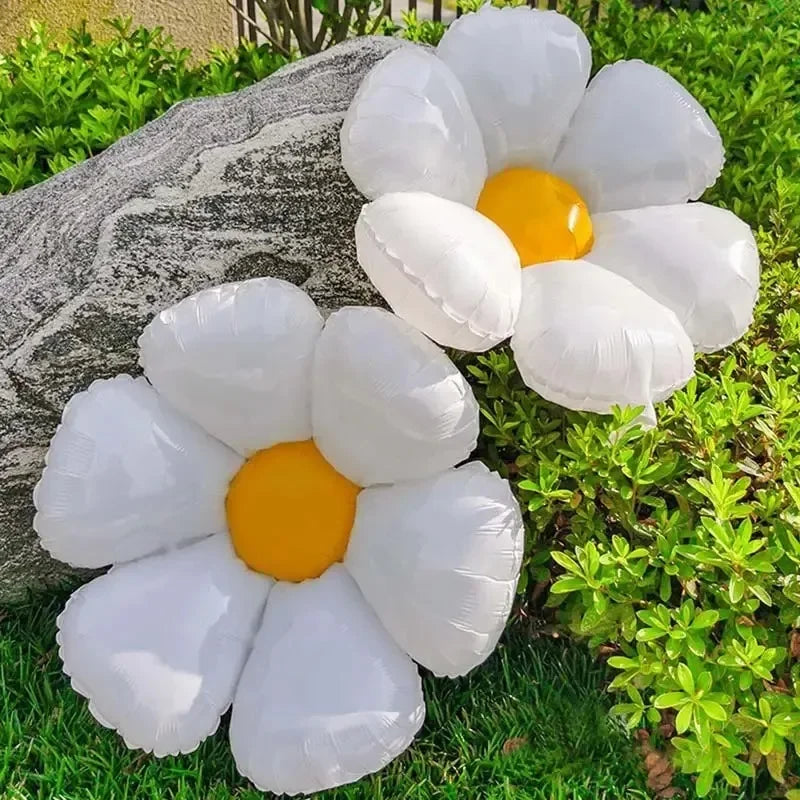 10/1PCS White Daisy Flower Balloon Multi Size Sunflower Foil Balloons Helium Ball Children Birthday Party Baby Shower Decoration