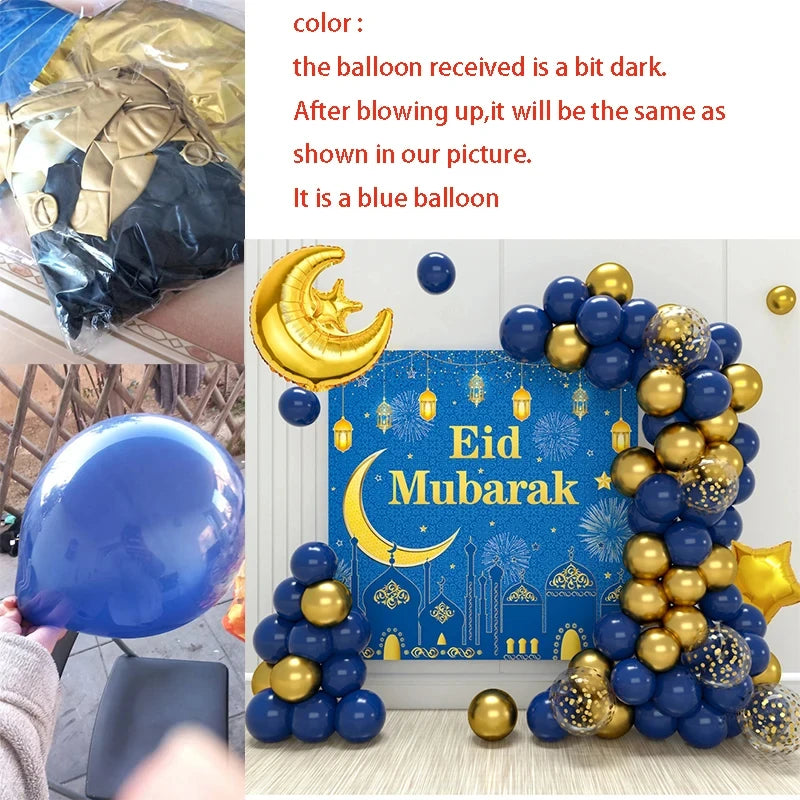 Eid Mubarak Balloons Background Ramadan Kareem Decoration Ramadan Mubarak Islamic Muslim Happy Eid Festival Party Supplies 2025