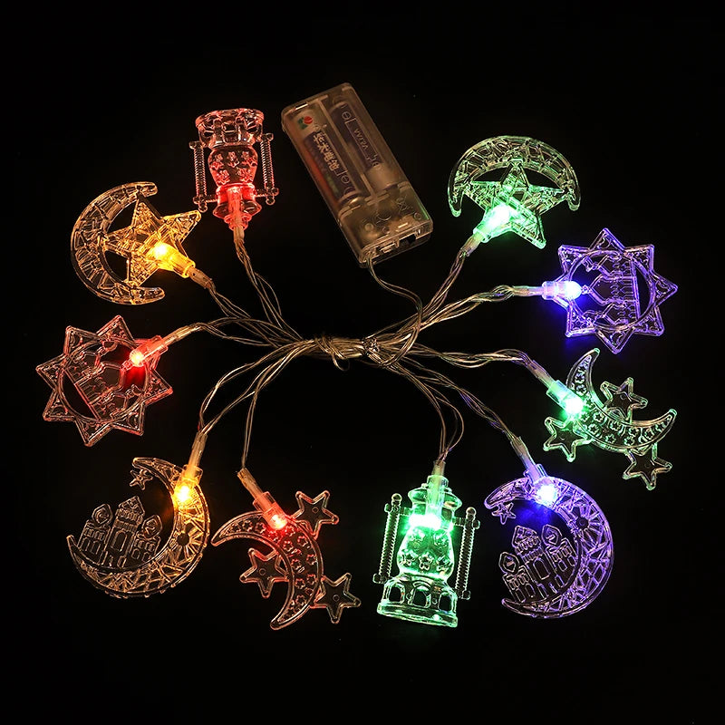 1.5M EID Mubarak LED String Lights Moon Star Castle Lantern Light Islam Muslim Festival Party Ramadan for Home Decoration 2026