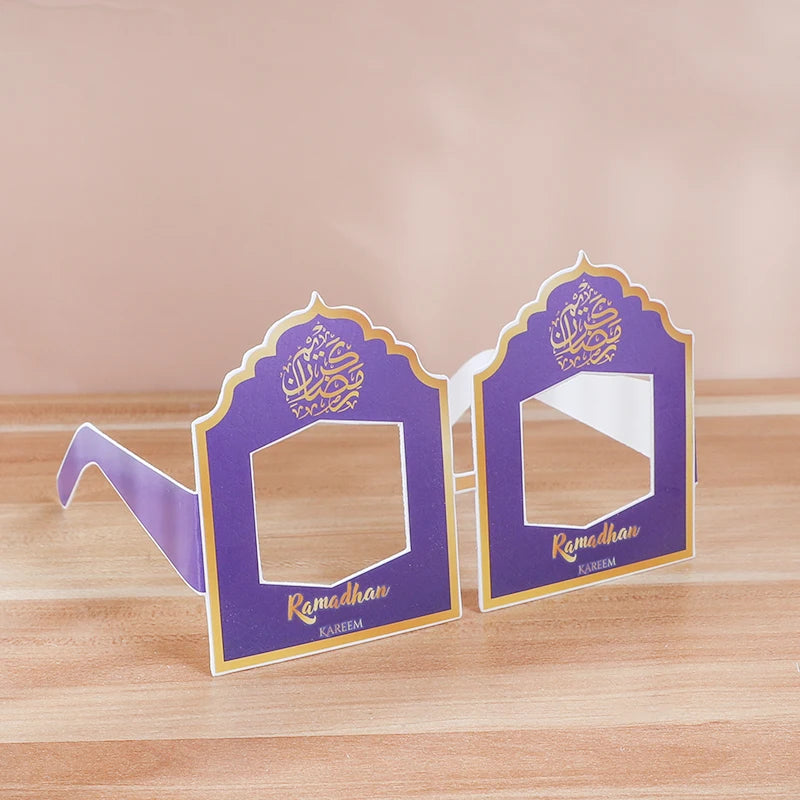 12pcs EID Mubarak Paper Glasses Ramadan Decorations For Home Islamic Muslim Party Supplies Photo Booth Props Gifts Eid Al Adha