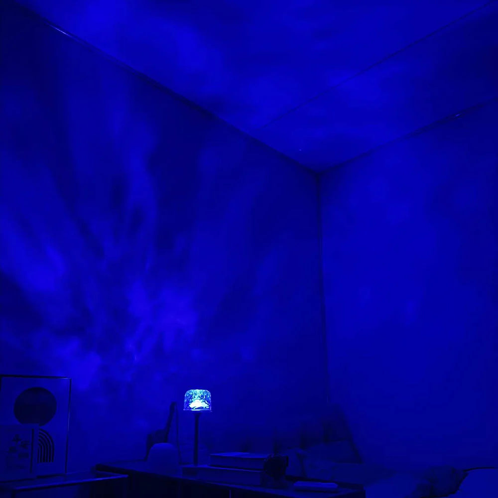 16 Color Water Ripple Atmosphere Desk Lamp Mushroom Table Lamp LED High Footed Desk Lamp with Remote Projection Atmosphere Light