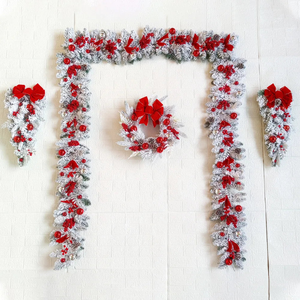 2024 front door Christmas wreath decoration upside down tree vine Christmas door and window decoration supplies