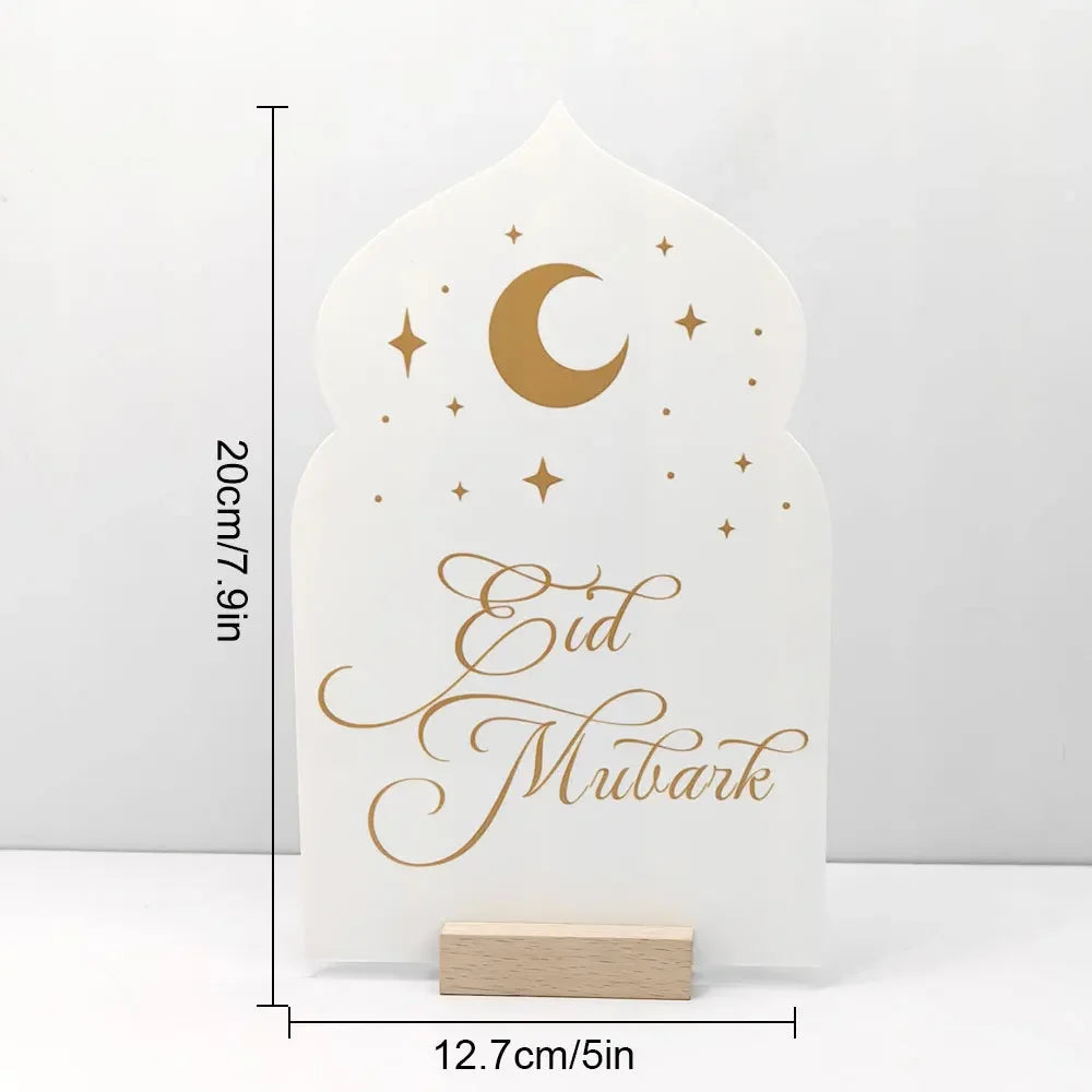 Reusable Acrylic Ramadan Calendar Board Wooden Base Table Ornament Mubarak Eid Advent Day Suhoor Iftaar Countdown Gifts with Pen