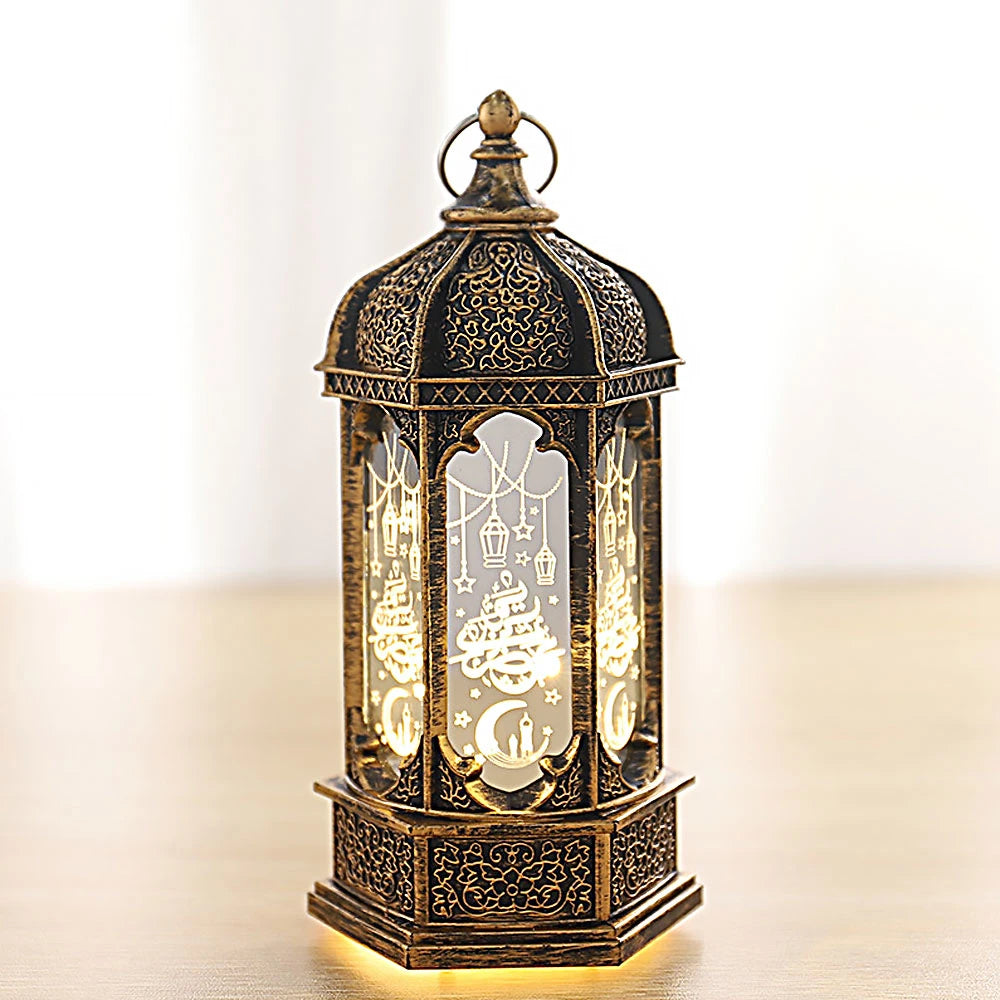 EID Mubarak Lantern LED Light Ornaments Eid Al-Fitr Aid Islamic Muslim Party Decor Supplies Ramadan Kareem Decoration for Home