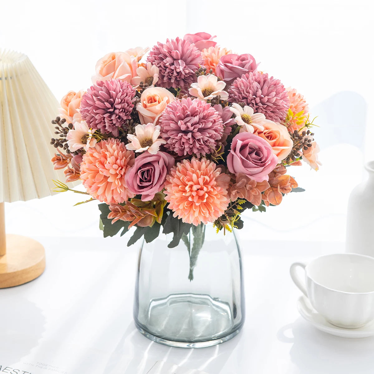 Simulated silk chrysanthemum roses, weddings, Valentine's Day, Eid al Fitr, Mother's Day, home decor, outdoor garden accessories