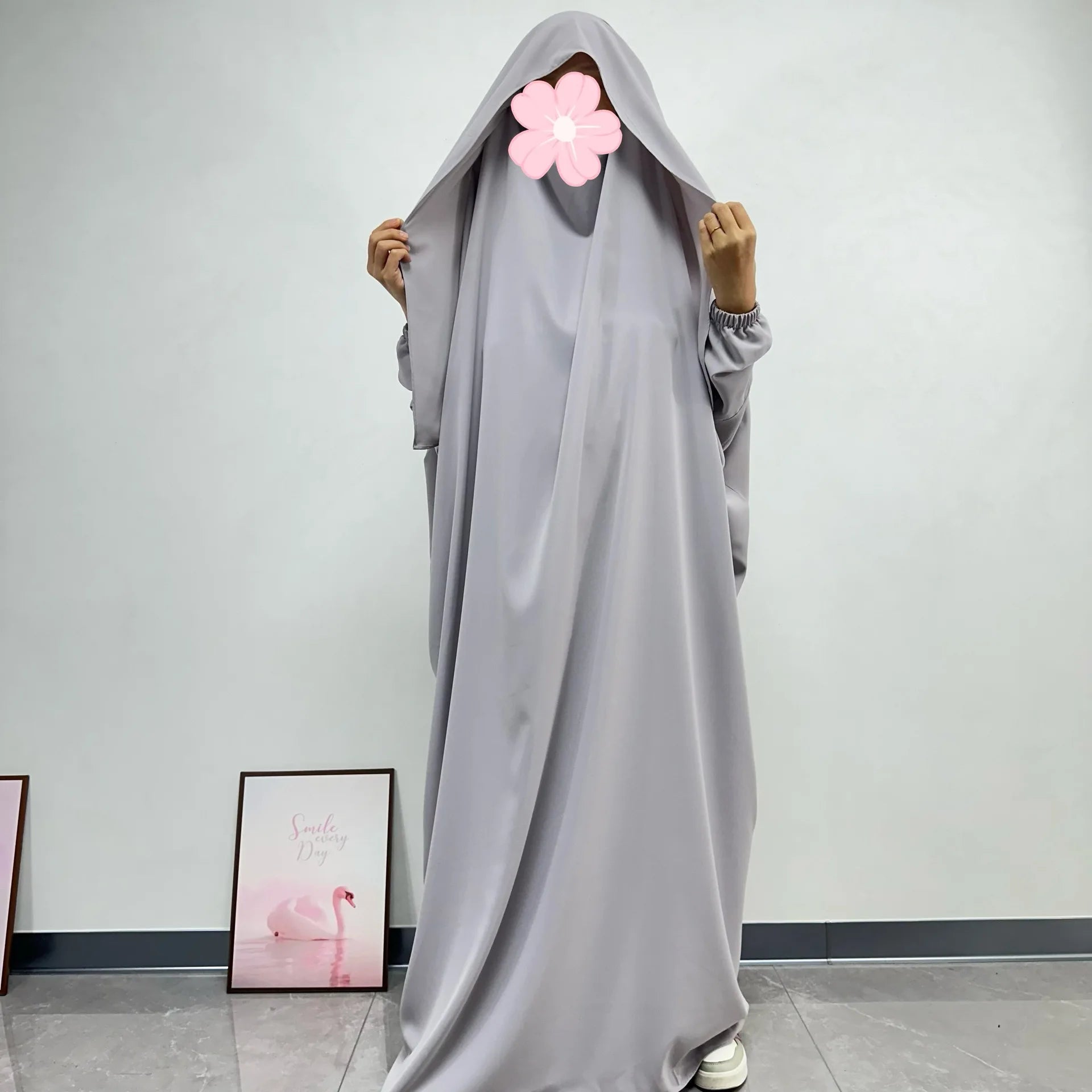Ramadan One Piece Prayer Abaya Hooded Dress Kaftan Muslim Women Robe Hijab Dress Robe Solid Color Islam Dubai Turkey Clothes