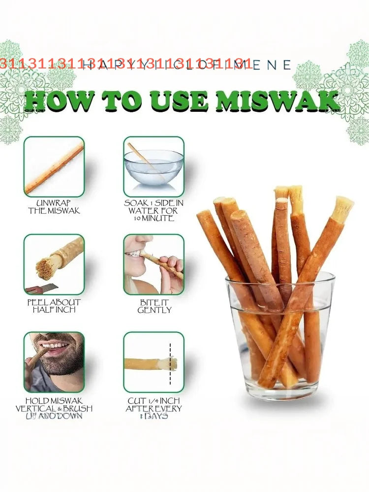 1Pcs Portable Natural Miswak Toothbrush Traditional Teeth Whitener & Manual Tooth Care Stick For Travel