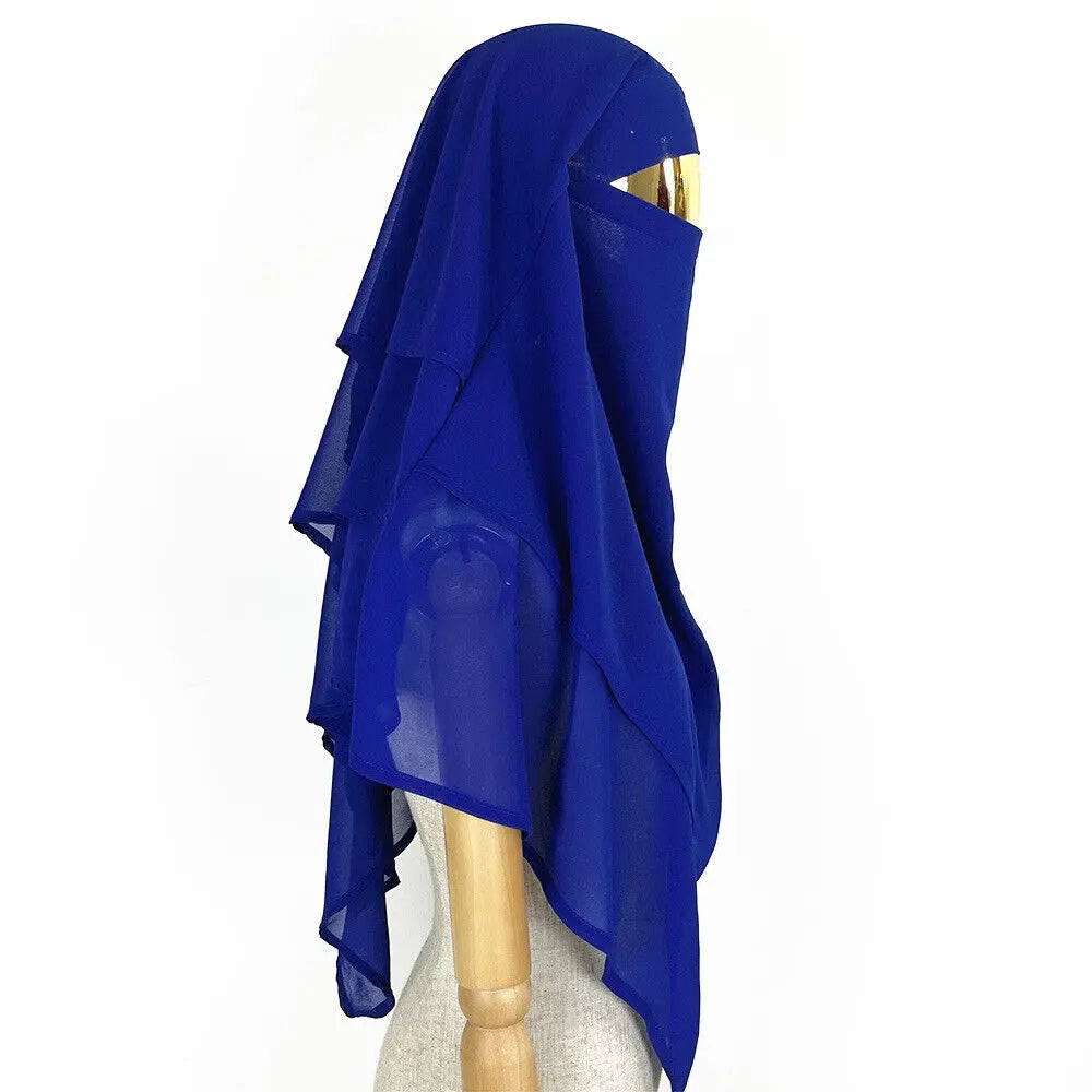 Chiffon Full Cover Scarf Niqab Women Muslim Summer Amira Hijab Islamic Khimar Arab Eid Ramadan Turban Islamic Solid Color