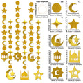 Gold Star Crescent Castle Hanging Garland - Ramadan Eid Party Decor - Moon Festival Streamer Ornament
