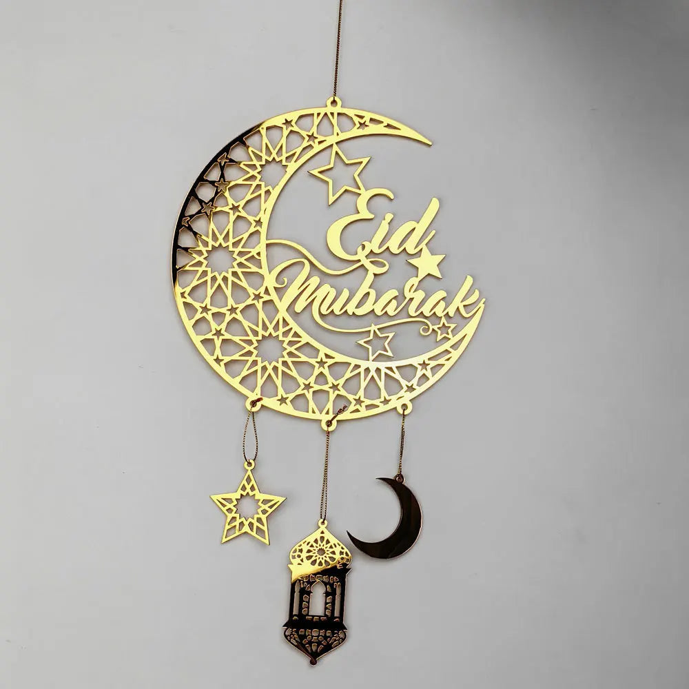 1PC Acrylic Ramadan Kareem Moon Star Wall Pendant Eid Mubarak Ornaments for Home Eid Al Fitr Muslim Islamic Holiday Party Decor