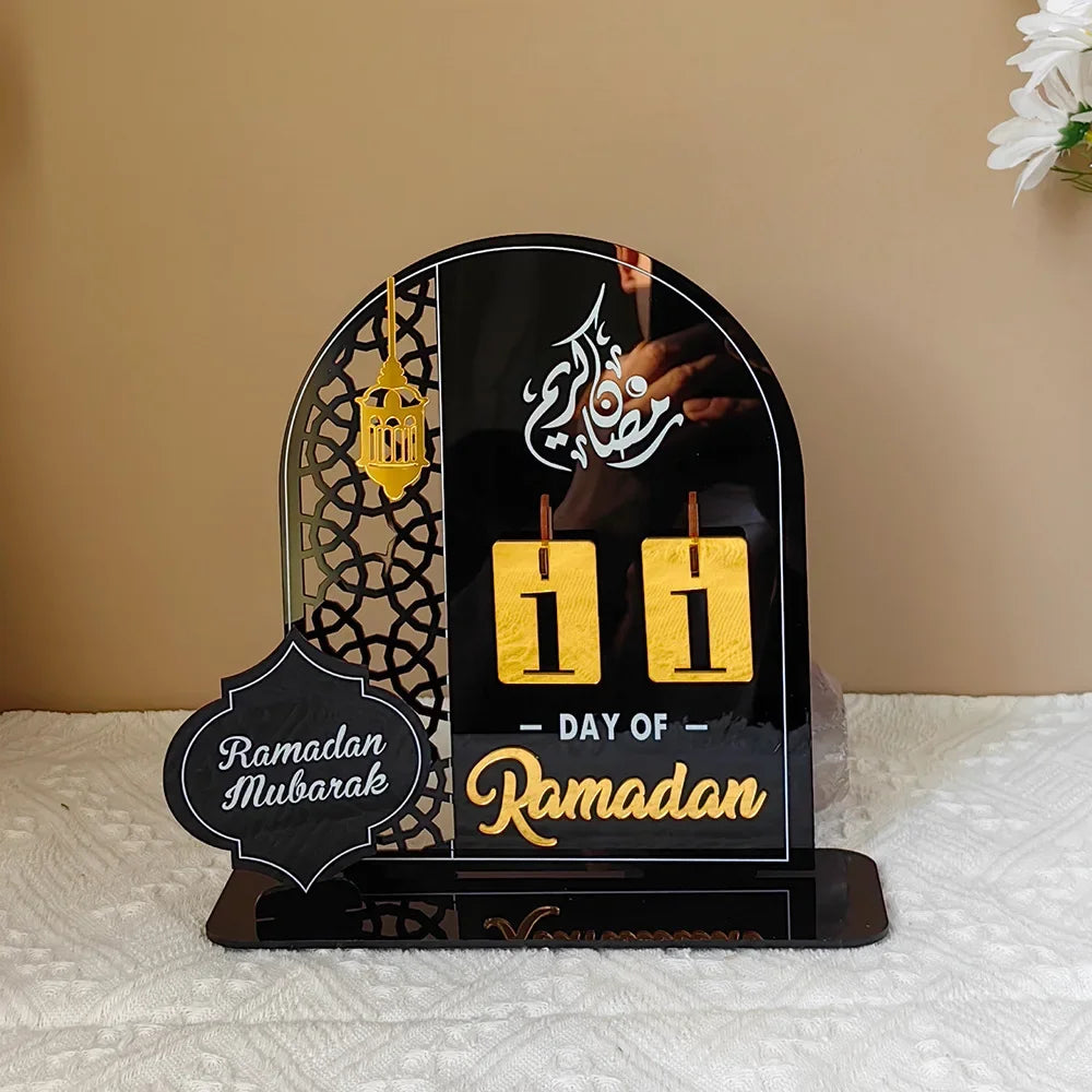 Eid Acrylic Ramadan Countdown Calendar with Base Mubarak Islam Advent Ramadan Home Desktop Decora Countdown Numbers Calendar