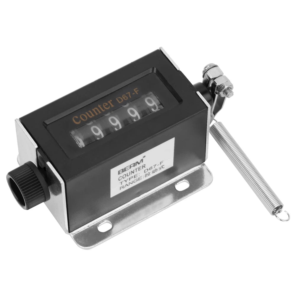 D67F 5 Digit Mechanical Resettable Manual Hand Pull Stroke Tally Counter, Mechanical Click Counter, Battery Included